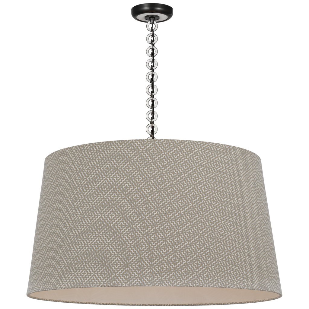 Evelyn 33" Hanging Shade | Bronze and White Oak | Schumacher Dove Soho Weave Shade