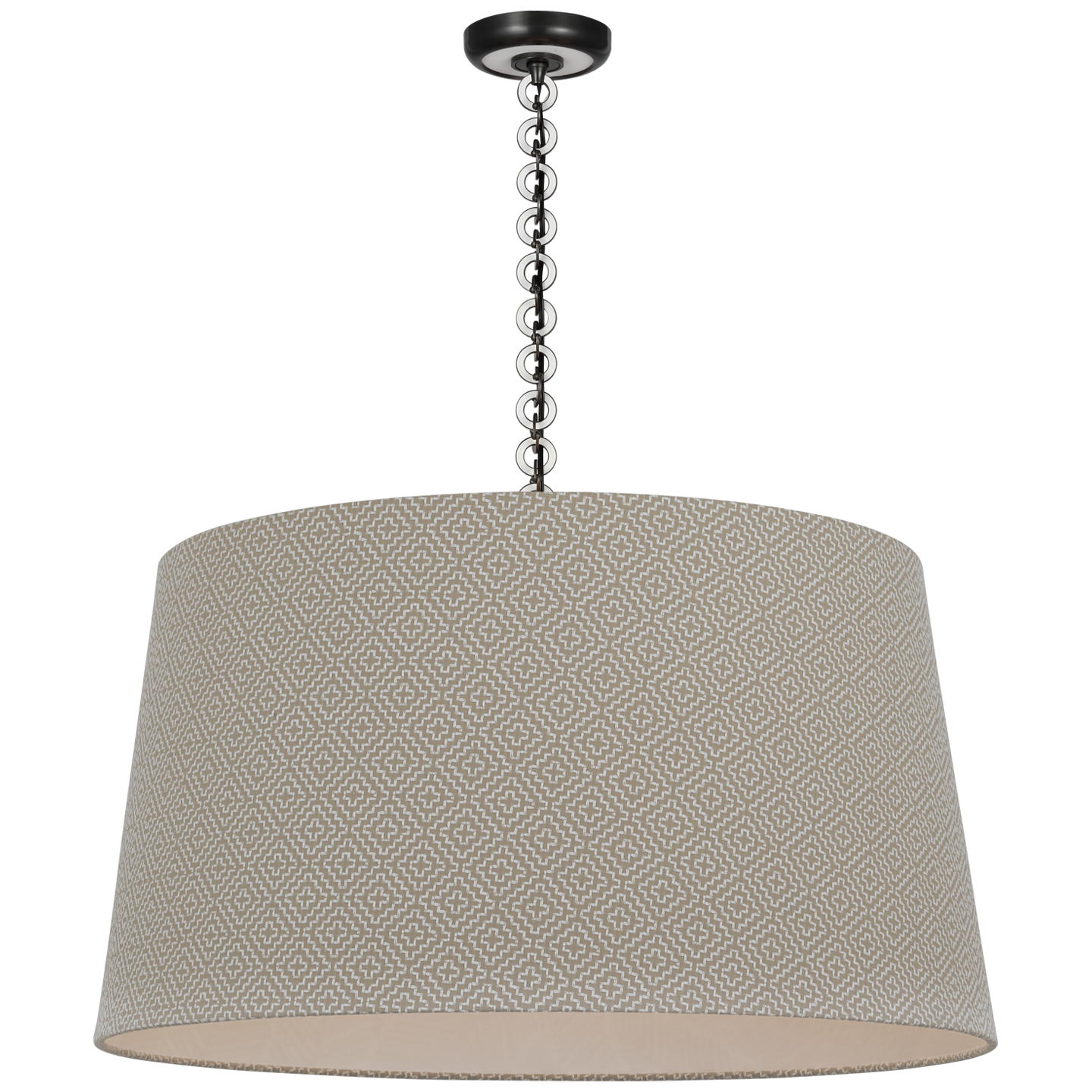 Evelyn 33" Hanging Shade | Bronze and White Oak | Schumacher Dove Soho Weave Shade