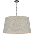 Evelyn 33" Hanging Shade | Bronze and White Oak | Schumacher Taupe Abstract Leaf Shade