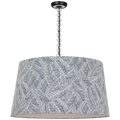 Evelyn 33" Hanging Shade | Bronze and White Oak | Schumacher Navy Abstract Leaf Shade