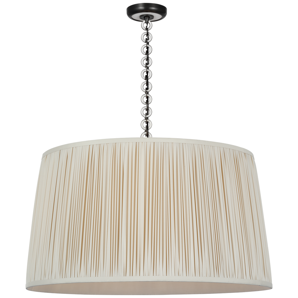Evelyn 33" Hanging Shade | Bronze and White Oak | Champagne Silk Pleated Shade