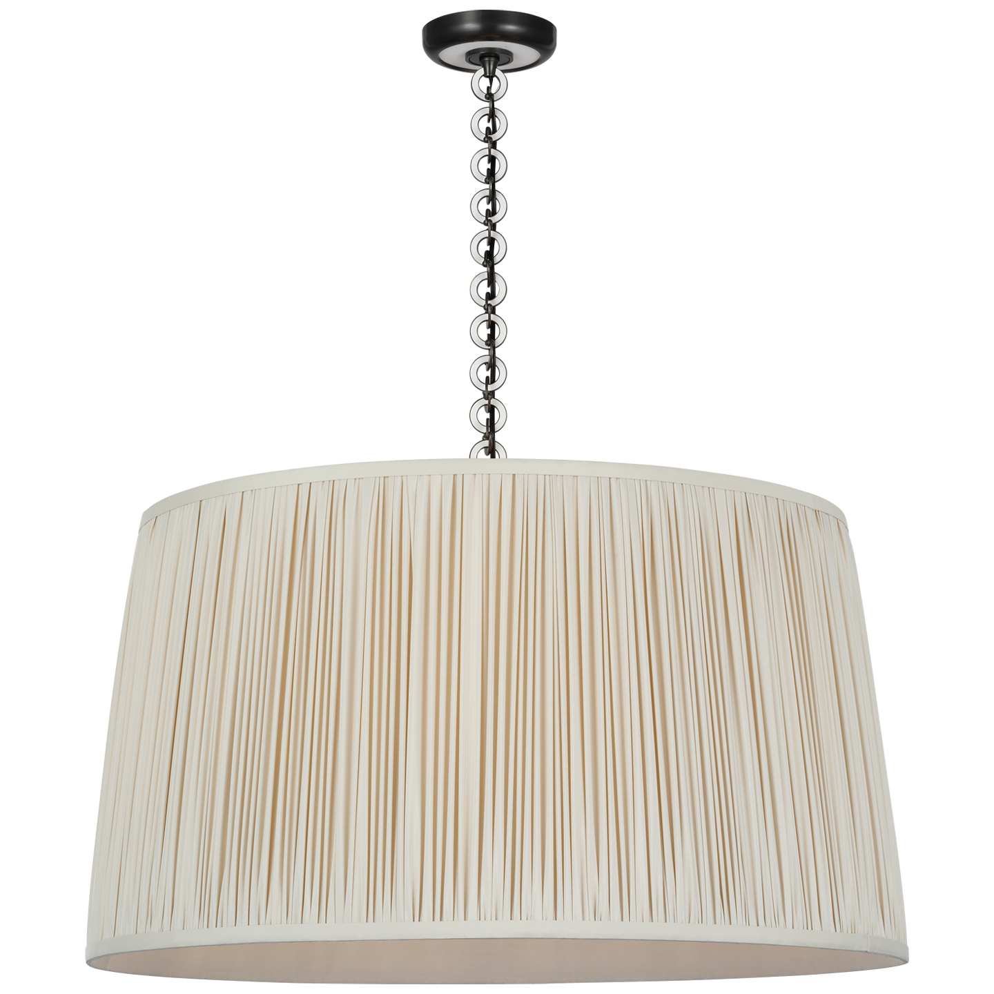 Evelyn 33" Hanging Shade | Bronze and White Oak | Champagne Silk Pleated Shade