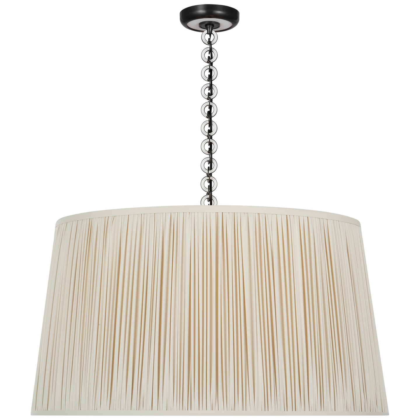 Evelyn 33" Hanging Shade | Bronze and White Oak | Champagne Silk Pleated Shade