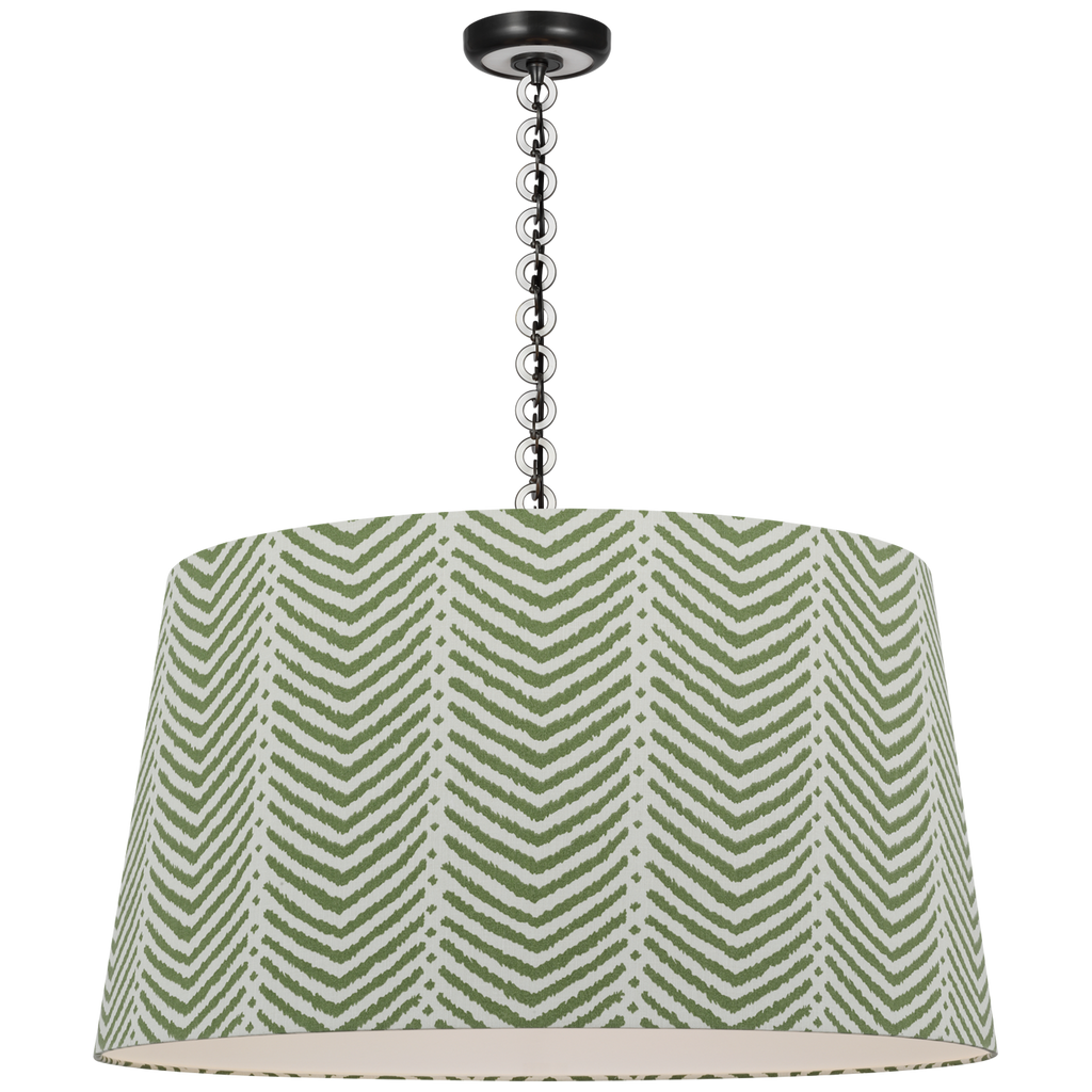 Evelyn 33" Hanging Shade | Bronze and White Oak | Schumacher Verde La Jolla Shade