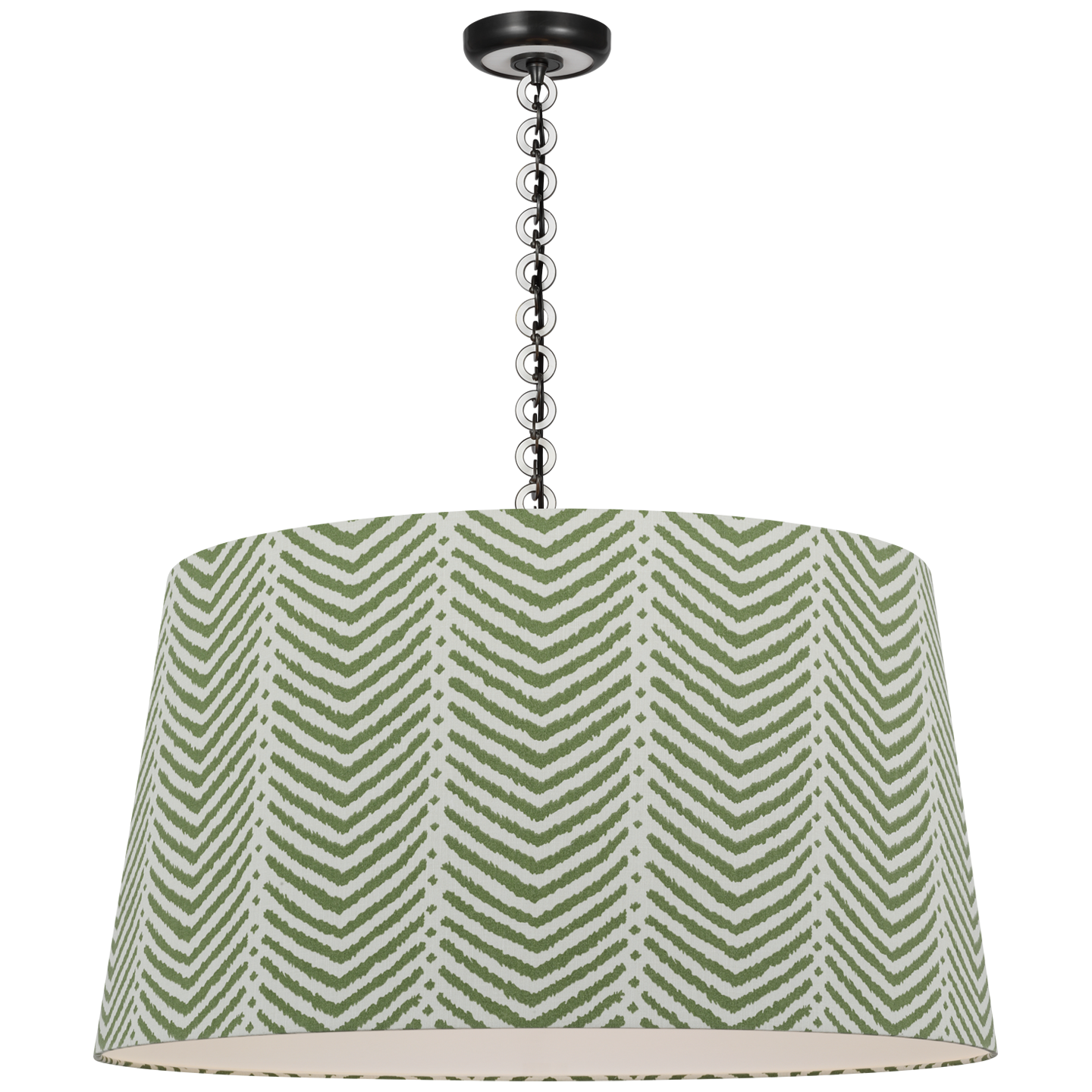 Evelyn 33" Hanging Shade | Bronze and White Oak | Schumacher Verde La Jolla Shade
