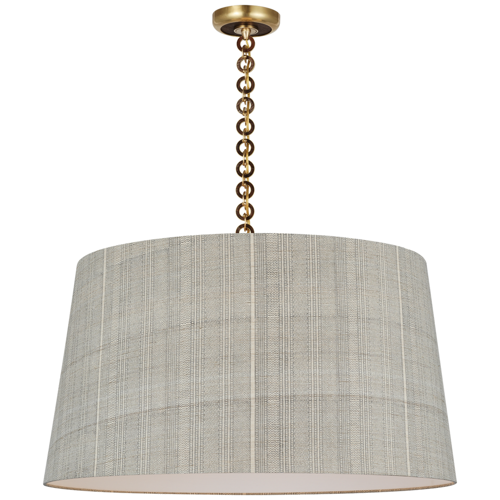 Evelyn 33" Hanging Shade | Hand-Rubbed Antique Brass and Natural Oak | Schumacher Natural Mohave Shade