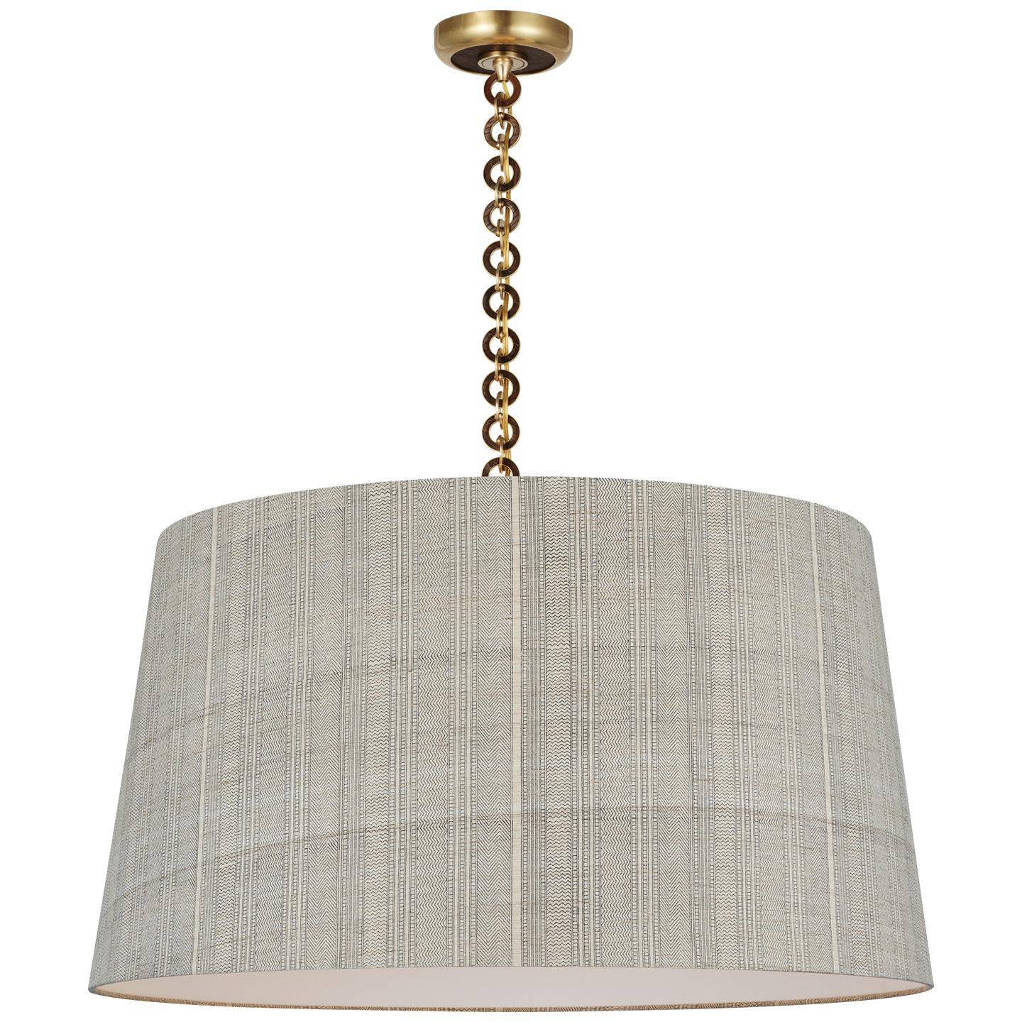 Evelyn 33" Hanging Shade | Hand-Rubbed Antique Brass and Natural Oak | Schumacher Natural Mohave Shade
