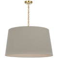 Evelyn 33" Hanging Shade | Hand-Rubbed Antique Brass and White Oak | Schumacher Dove Soho Weave Shade
