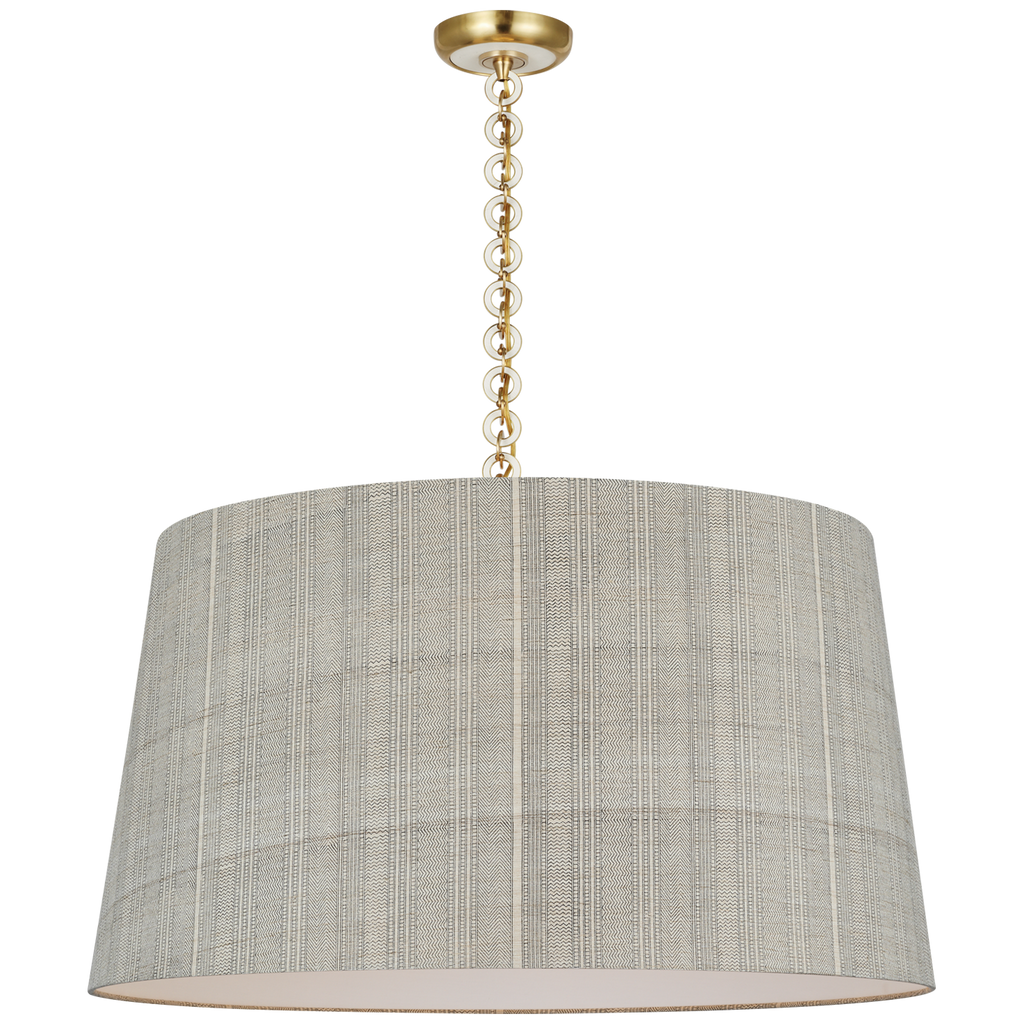 Evelyn 33" Hanging Shade | Hand-Rubbed Antique Brass and White Oak | Schumacher Natural Mohave Shade