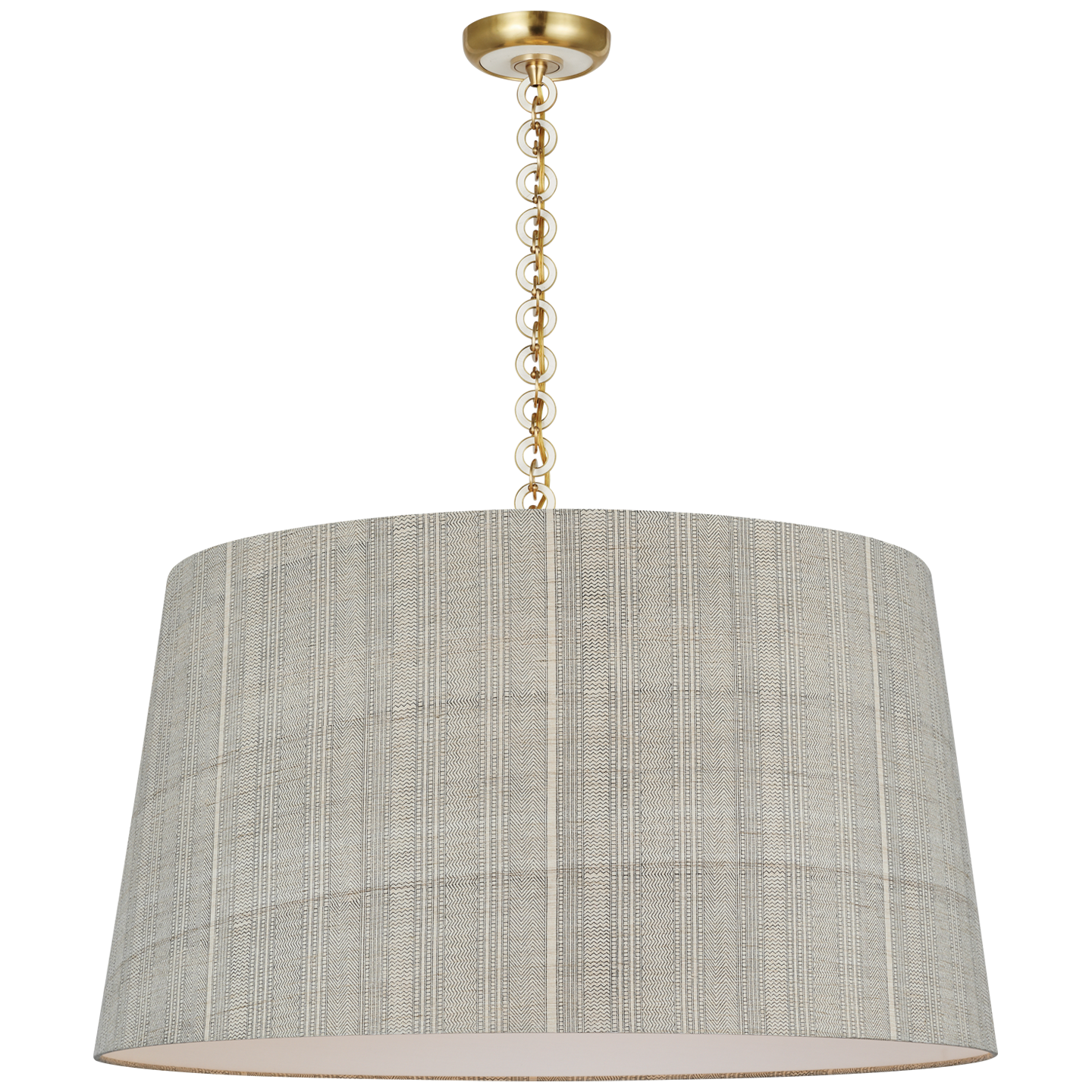Evelyn 33" Hanging Shade | Hand-Rubbed Antique Brass and White Oak | Schumacher Natural Mohave Shade