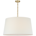 Evelyn 33" Hanging Shade | Hand-Rubbed Antique Brass and White Oak | Linen Shade