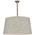 Evelyn 33" Hanging Shade | Polished Nickel and Natural Oak | Schumacher Taupe Abstract Leaf Shade