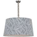 Evelyn 33" Hanging Shade | Polished Nickel and Natural Oak | Schumacher Navy Abstract Leaf Shade