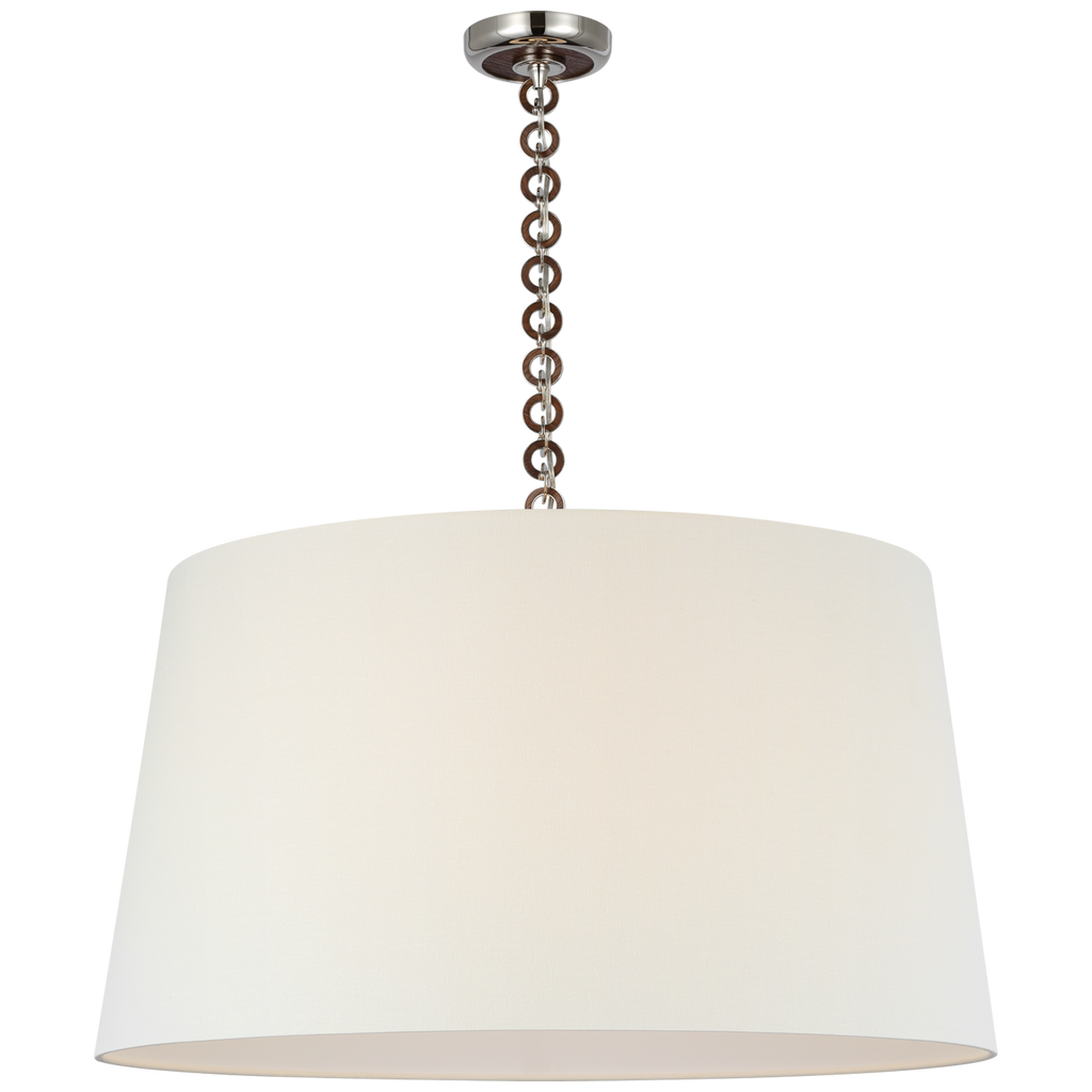 Evelyn 33" Hanging Shade | Polished Nickel and Natural Oak | Linen Shade