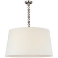 Evelyn 33" Hanging Shade | Polished Nickel and Natural Oak | Linen Shade