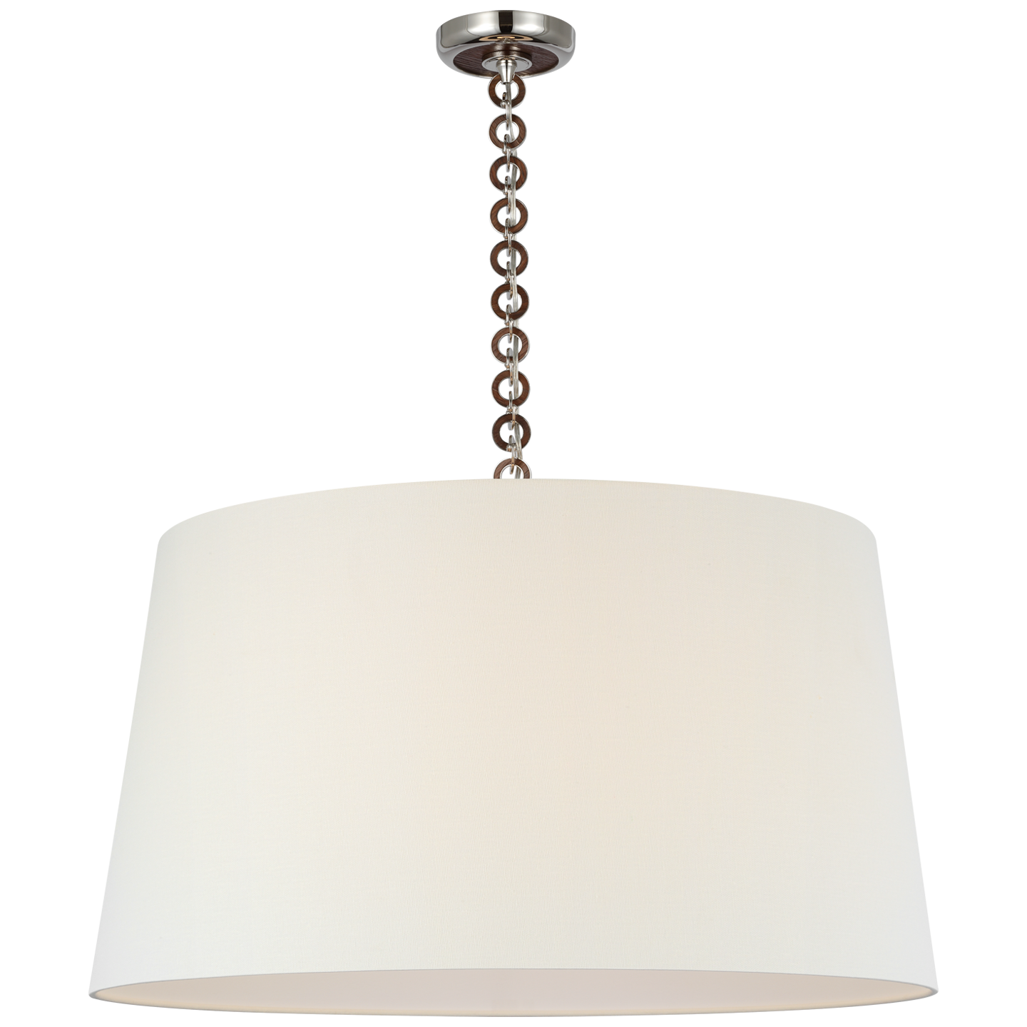 Evelyn 33" Hanging Shade | Polished Nickel and Natural Oak | Linen Shade