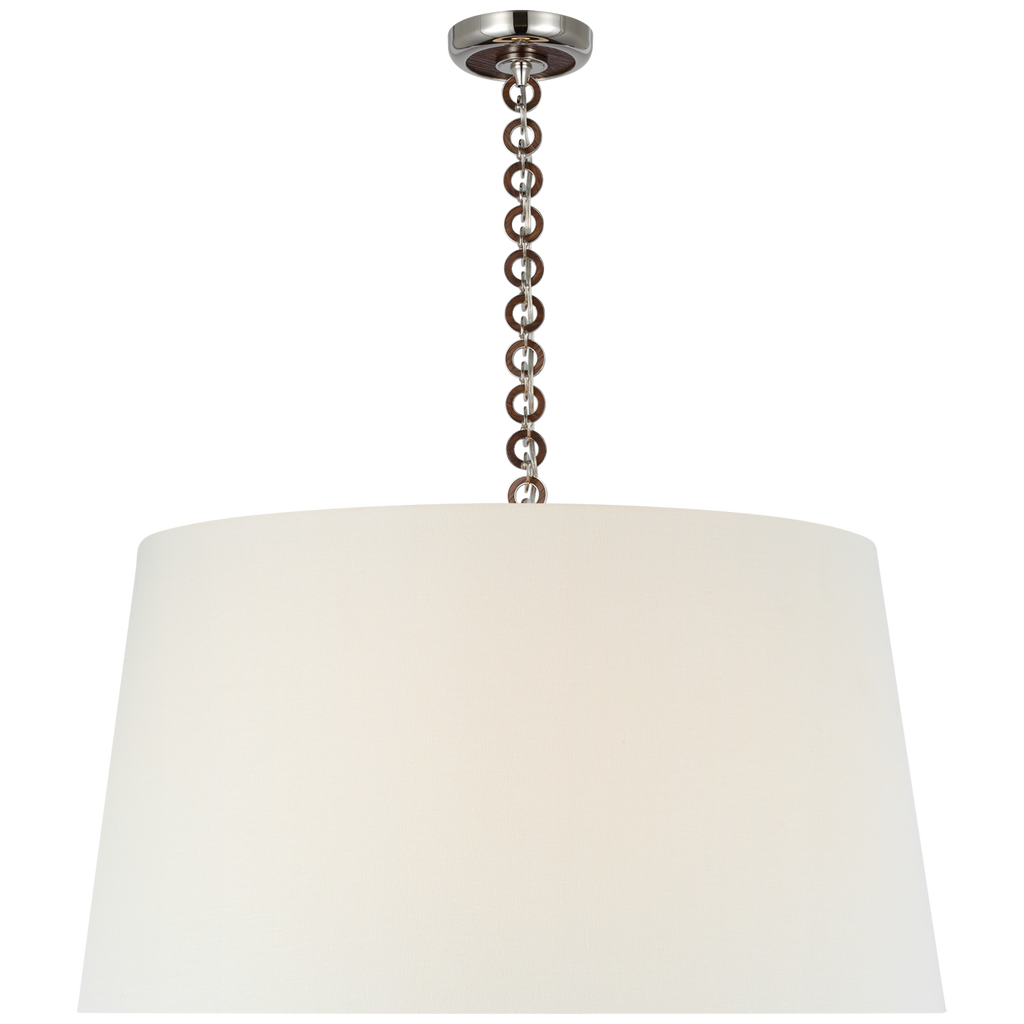 Evelyn 33" Hanging Shade | Polished Nickel and Natural Oak | Linen Shade