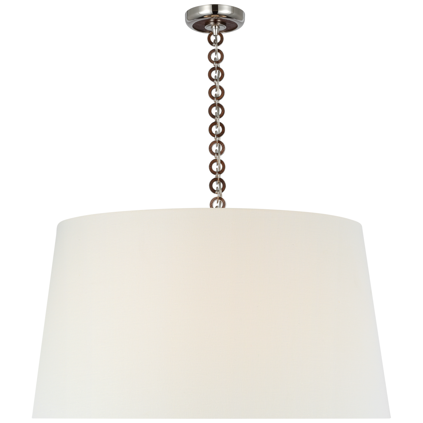 Evelyn 33" Hanging Shade | Polished Nickel and Natural Oak | Linen Shade