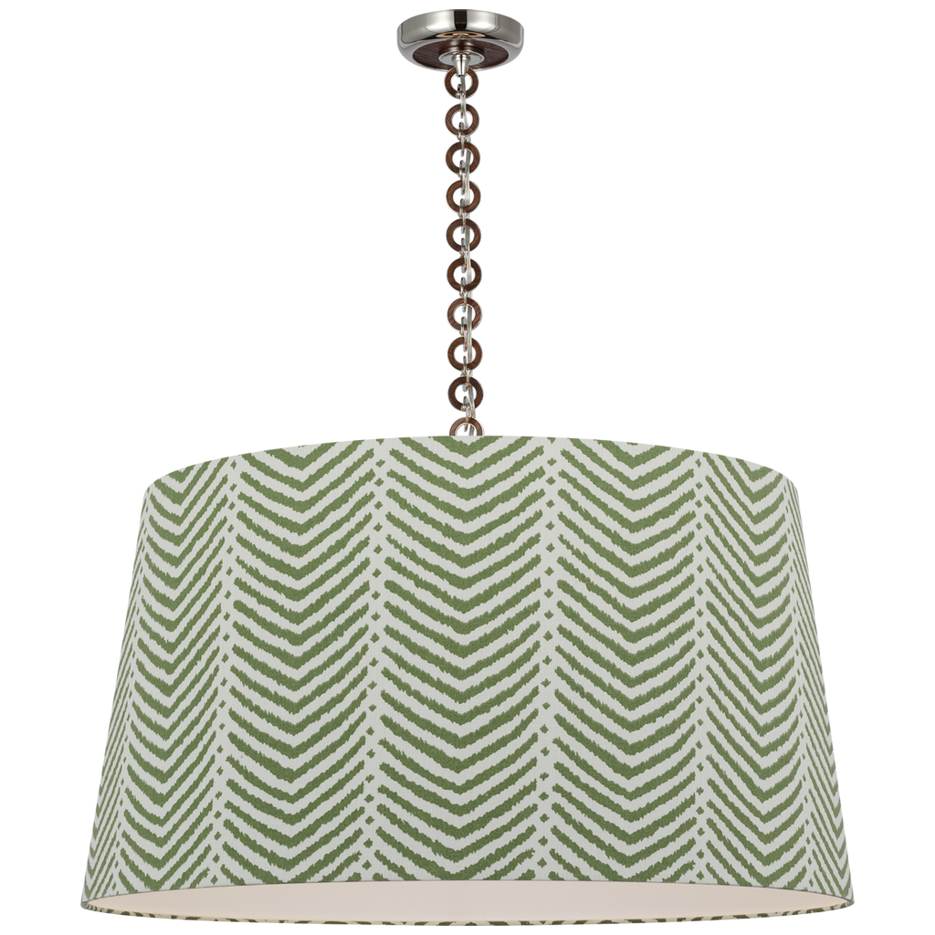 Evelyn 33" Hanging Shade | Polished Nickel and Natural Oak | Schumacher Verde La Jolla Shade