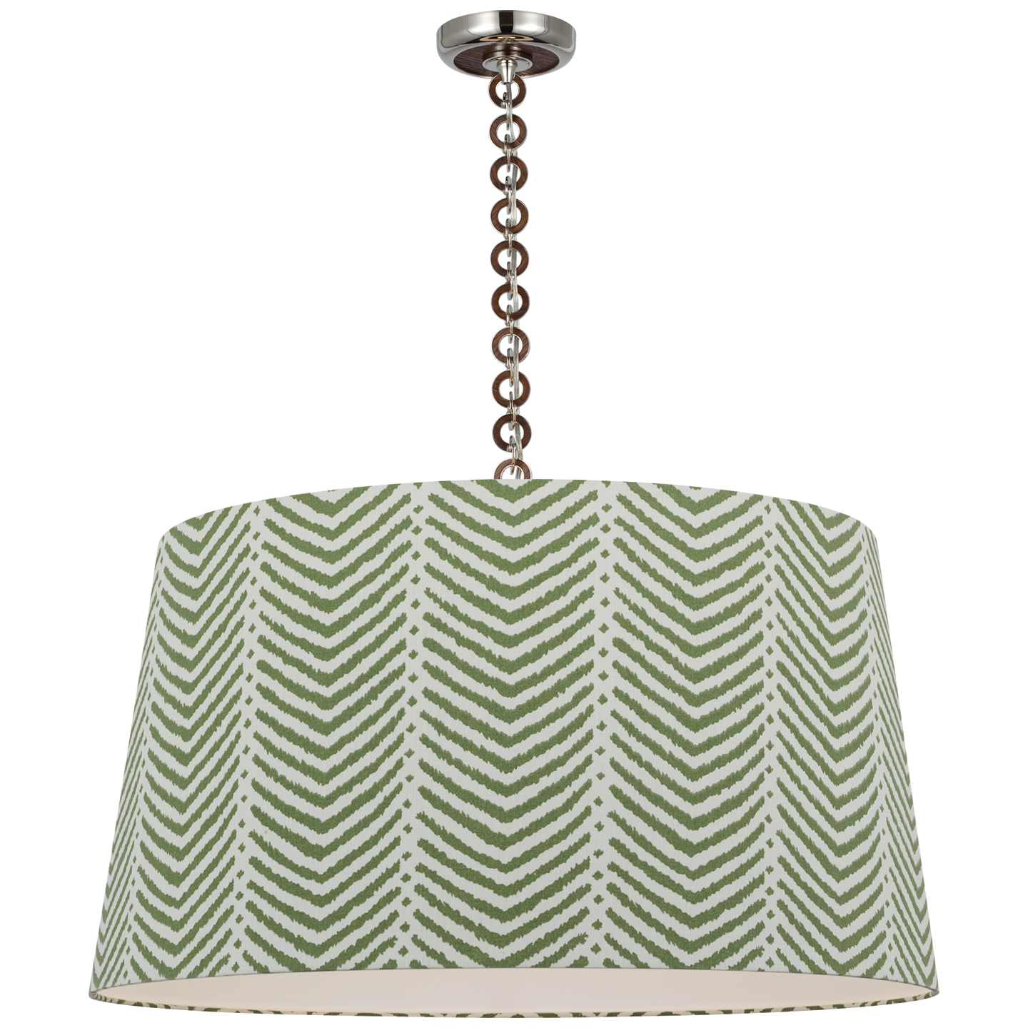 Evelyn 33" Hanging Shade | Polished Nickel and Natural Oak | Schumacher Verde La Jolla Shade