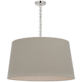 Evelyn 33" Hanging Shade | Polished Nickel and White Oak | Schumacher Dove Soho Weave Shade