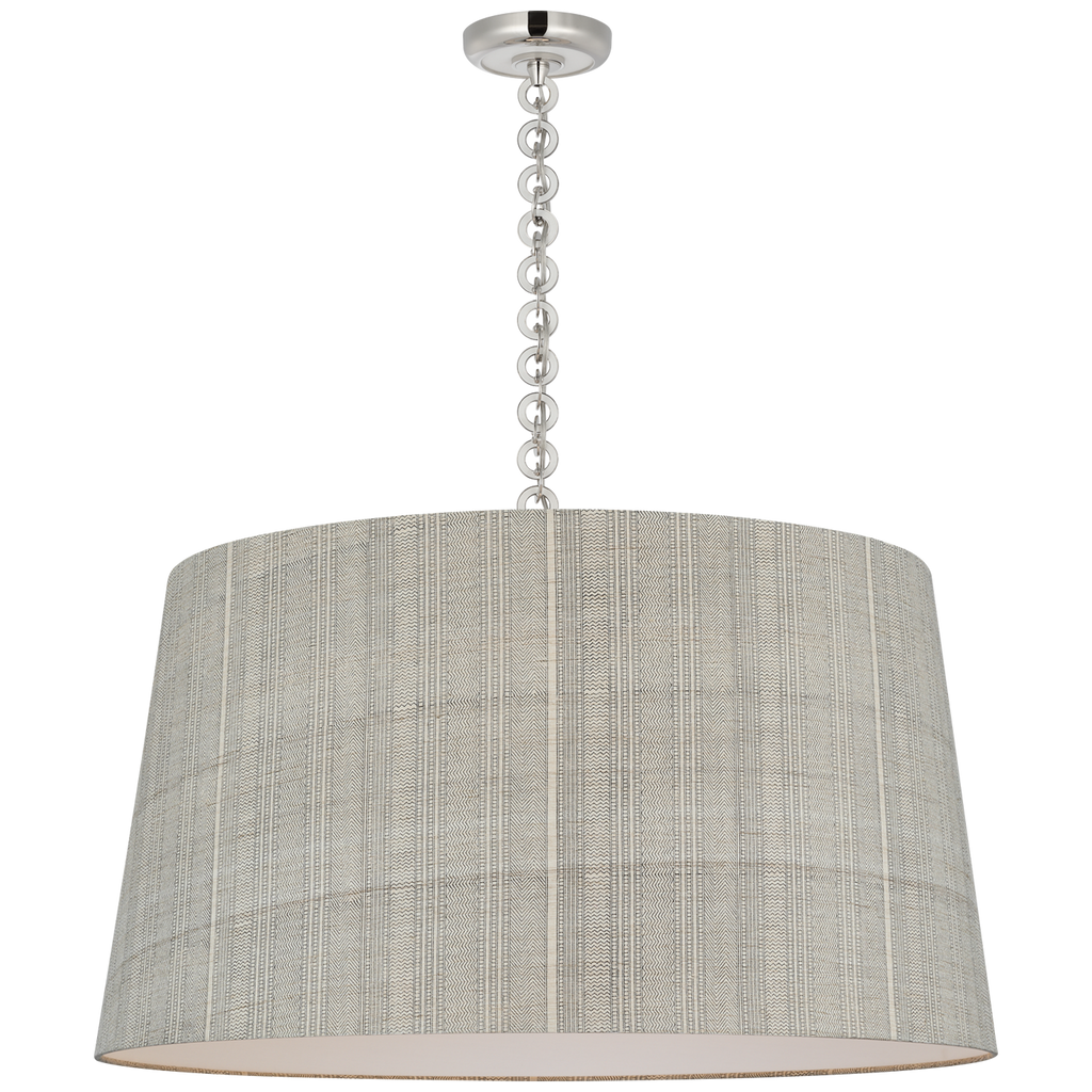 Evelyn 33" Hanging Shade | Polished Nickel and White Oak | Schumacher Natural Mohave Shade