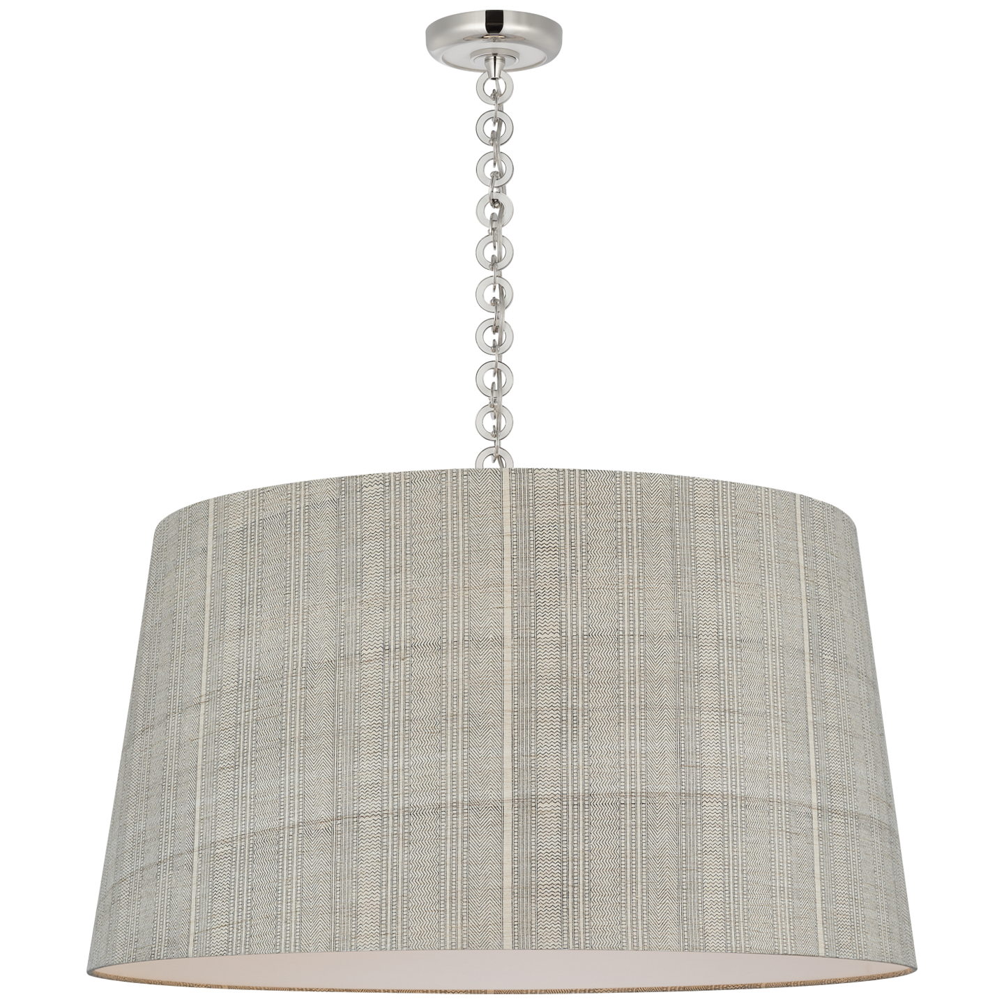 Evelyn 33" Hanging Shade | Polished Nickel and White Oak | Schumacher Natural Mohave Shade
