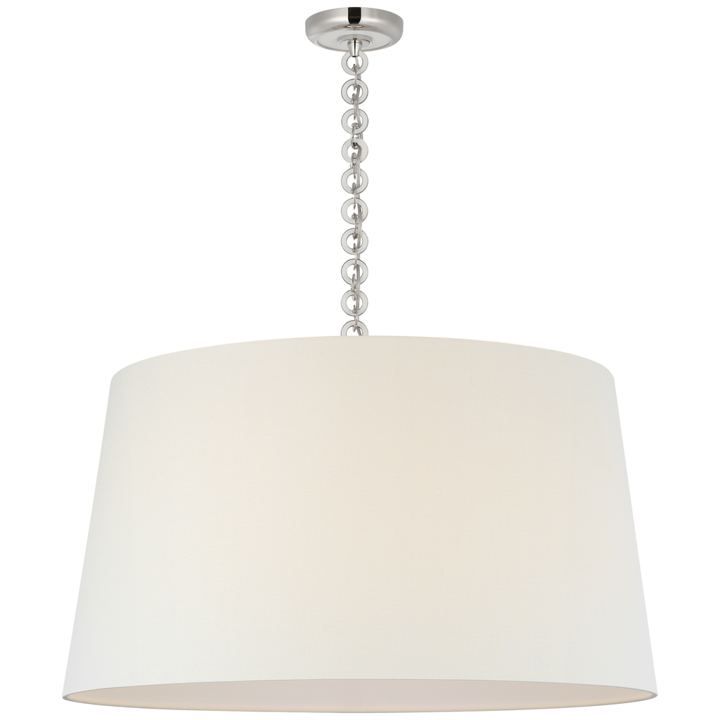 Evelyn 33" Hanging Shade | Polished Nickel and White Oak | Linen Shade