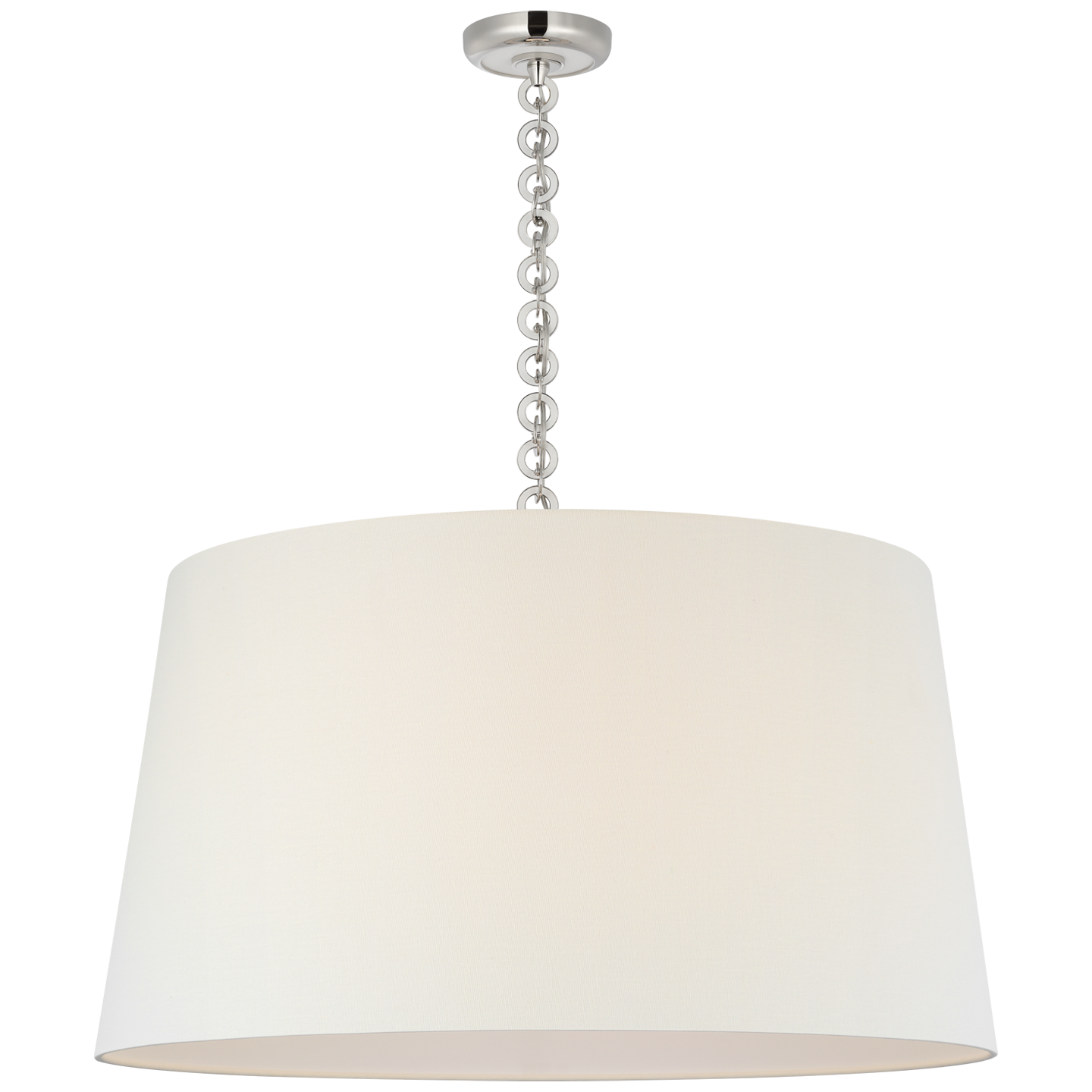 Evelyn 33" Hanging Shade | Polished Nickel and White Oak | Linen Shade