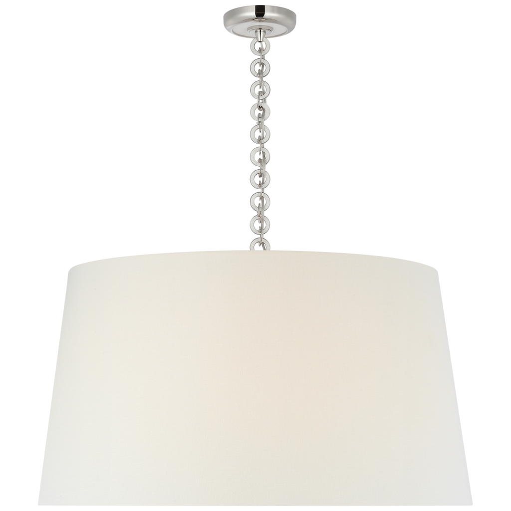 Evelyn 33" Hanging Shade | Polished Nickel and White Oak | Linen Shade