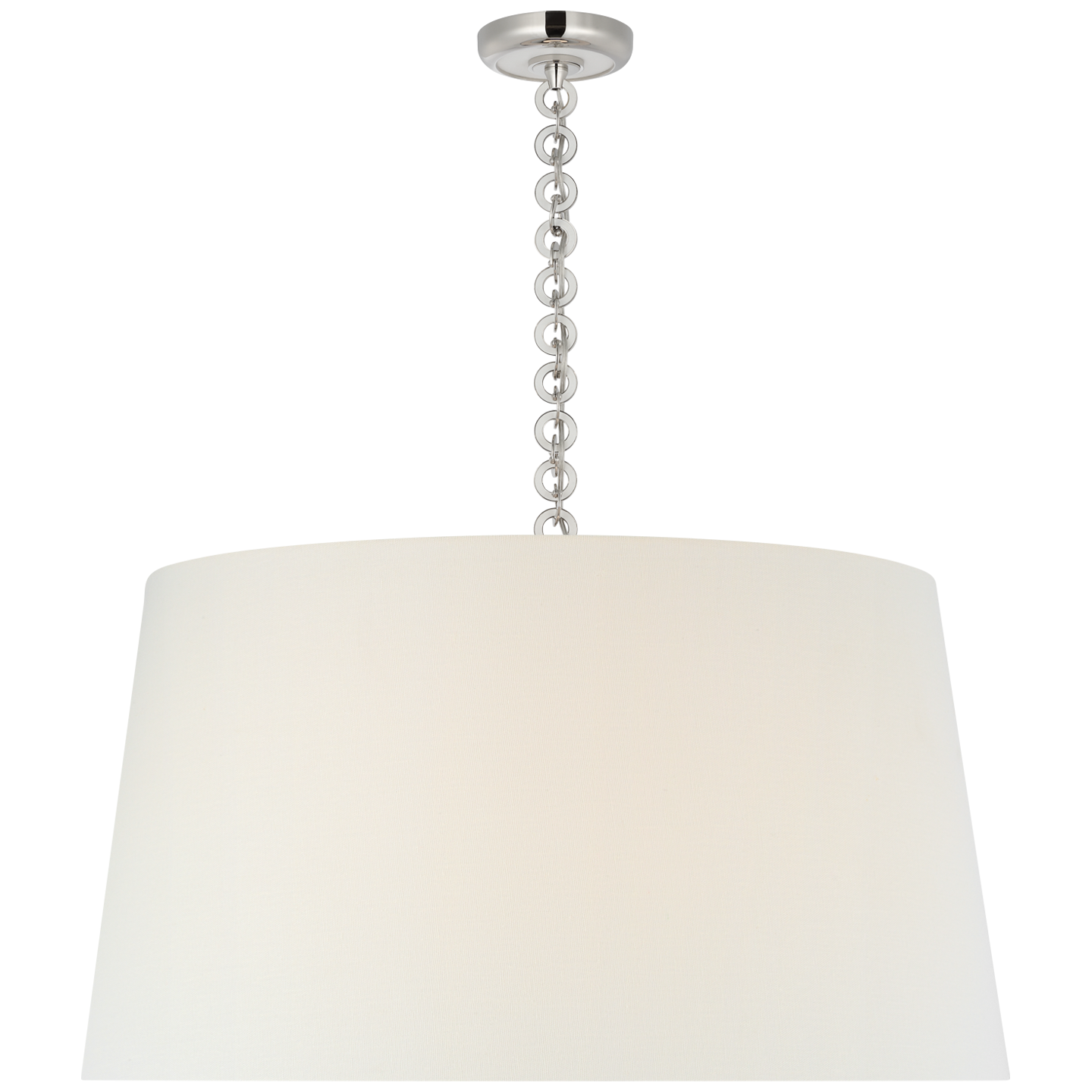 Evelyn 33" Hanging Shade | Polished Nickel and White Oak | Linen Shade