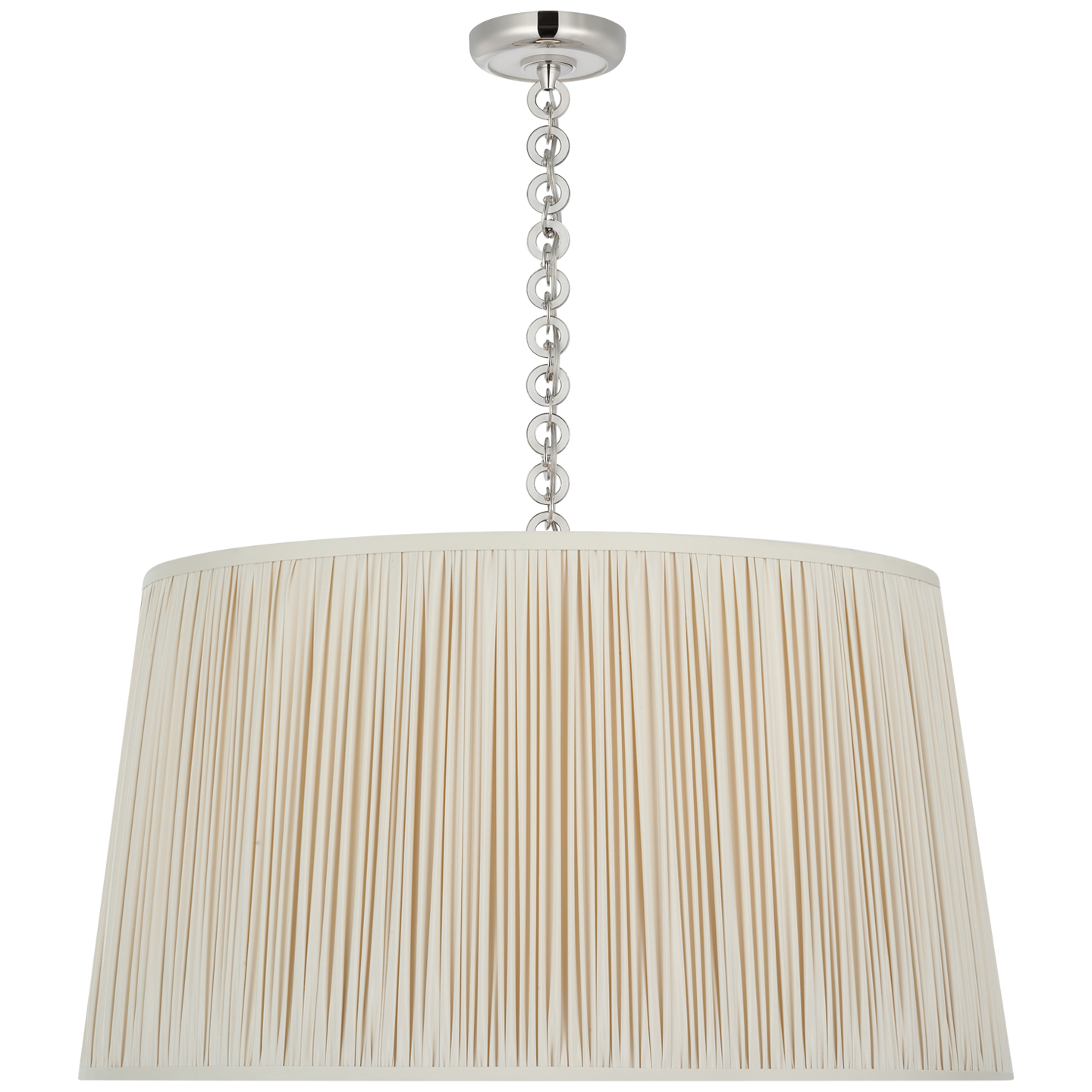 Evelyn 33" Hanging Shade | Polished Nickel and White Oak | Champagne Silk Pleated Shade