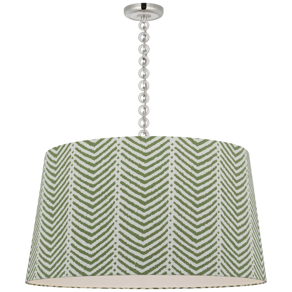 Evelyn 33" Hanging Shade | Polished Nickel and White Oak | Schumacher Verde La Jolla Shade