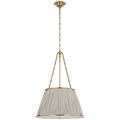 Allister 21" Hanging Shade | Hand-Rubbed Antique Brass | Schumacher Blue Charee Stripe Pleated Shade