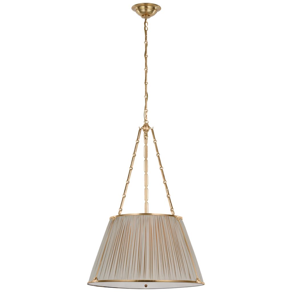 Allister 21" Hanging Shade | Hand-Rubbed Antique Brass | Champagne Silk Pleated Shade