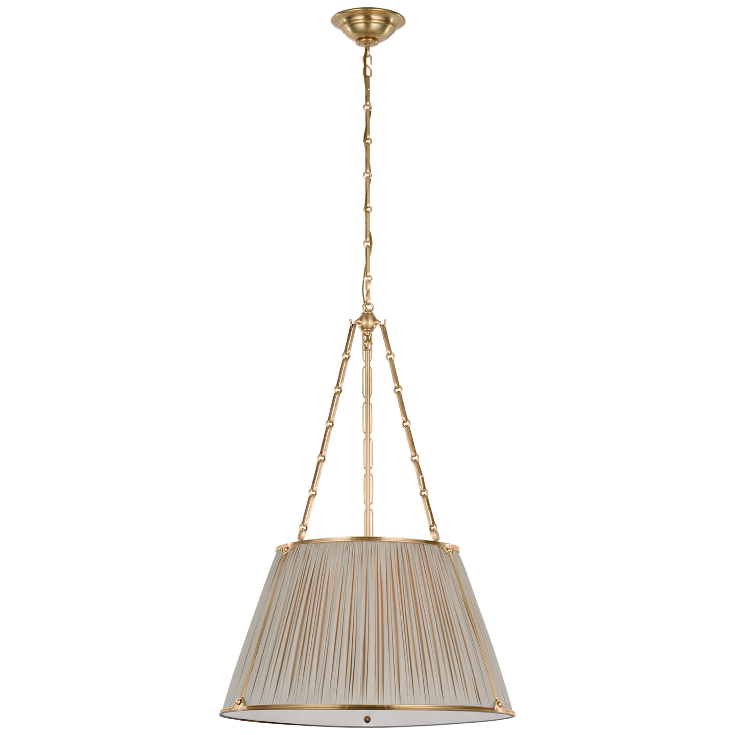 Allister 21" Hanging Shade | Hand-Rubbed Antique Brass | Champagne Silk Pleated Shade