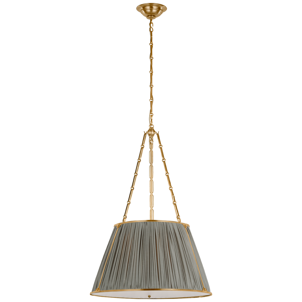Allister 21" Hanging Shade | Hand-Rubbed Antique Brass | Mist Silk Pleated Shade