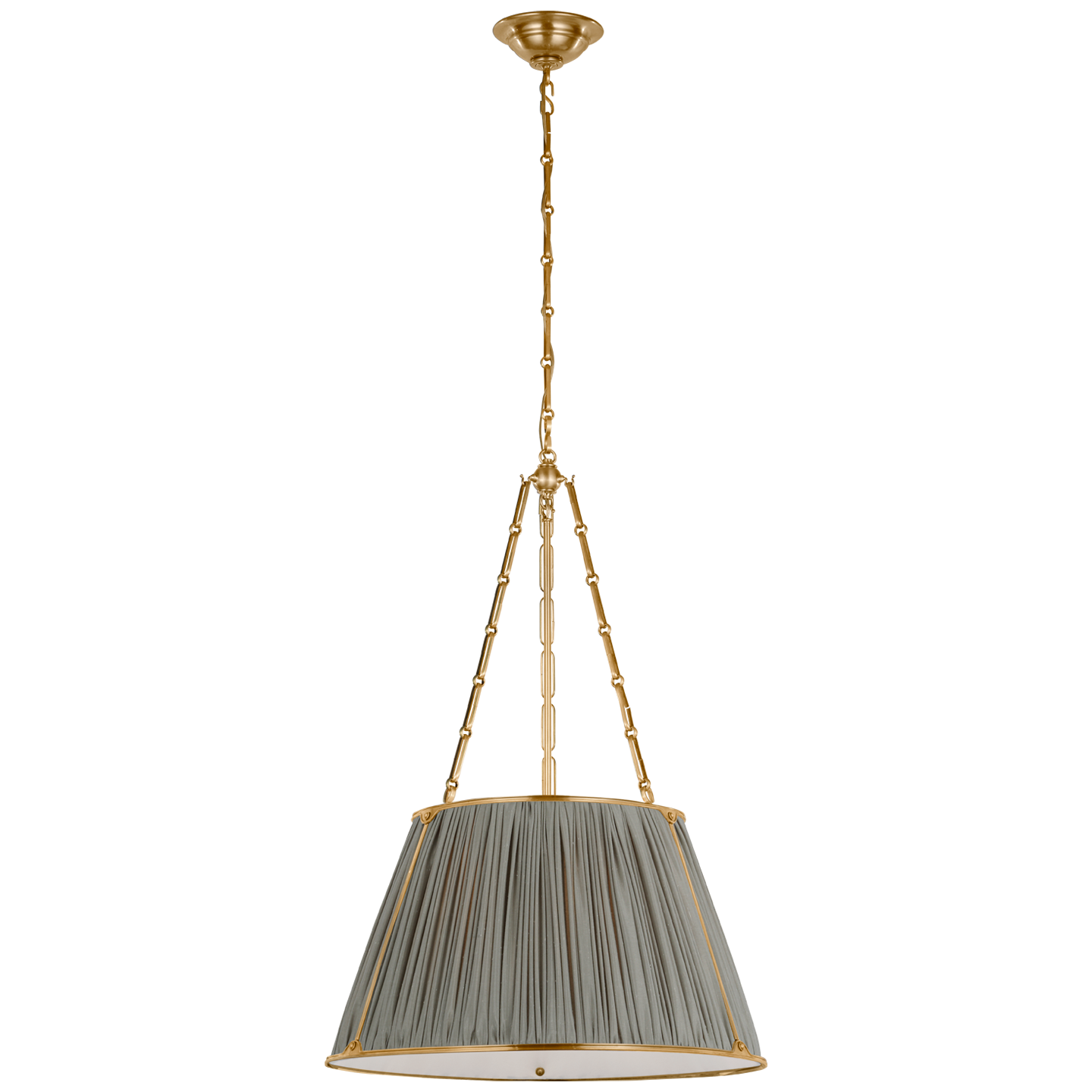 Allister 21" Hanging Shade | Hand-Rubbed Antique Brass | Mist Silk Pleated Shade