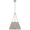 Allister 21" Hanging Shade | Polished Nickel | Schumacher Blue Aditi Pleated Shade