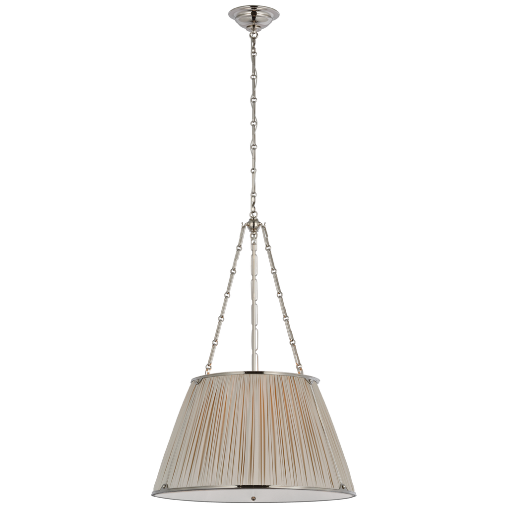 Allister 21" Hanging Shade | Polished Nickel | Champagne Silk Pleated Shade
