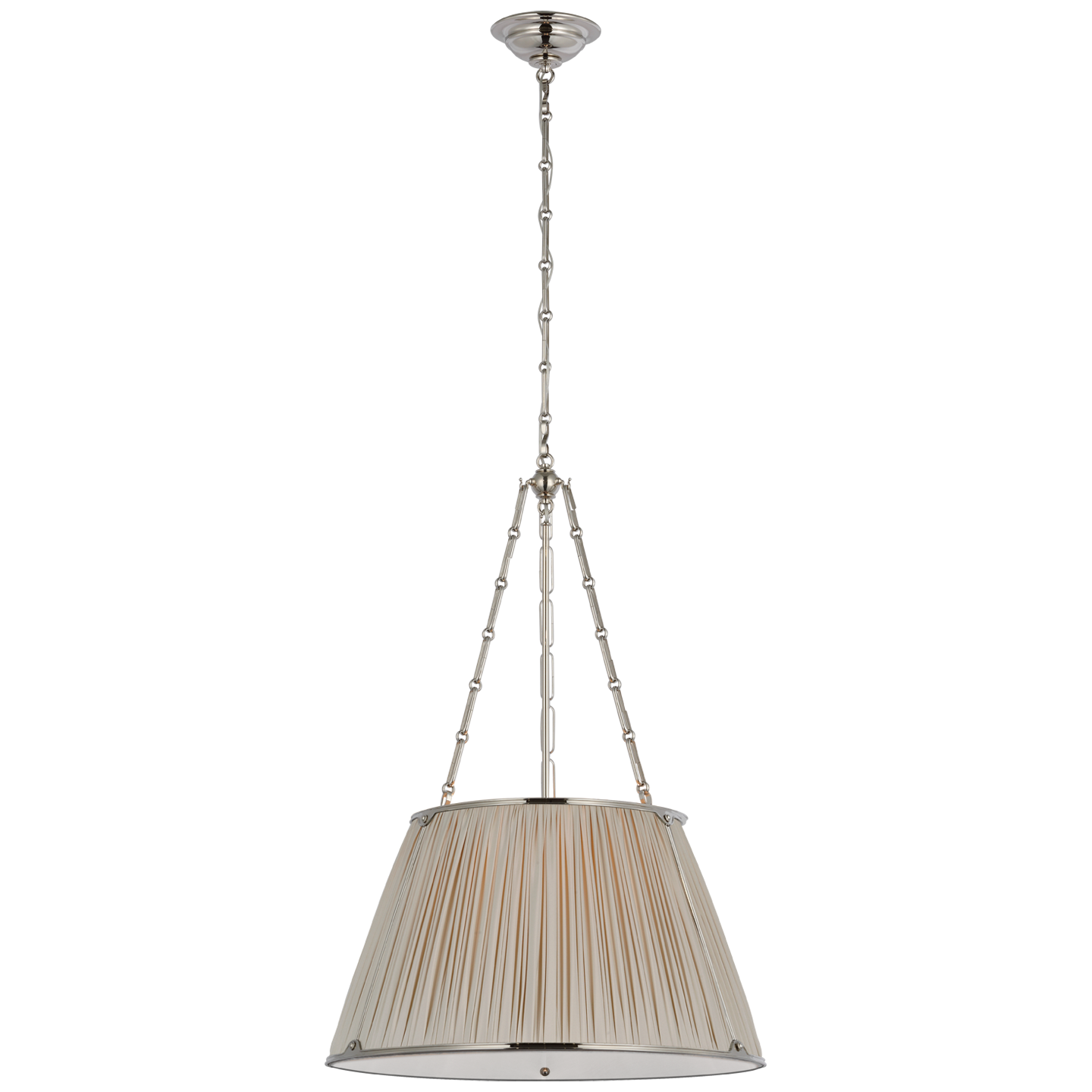 Allister 21" Hanging Shade | Polished Nickel | Champagne Silk Pleated Shade