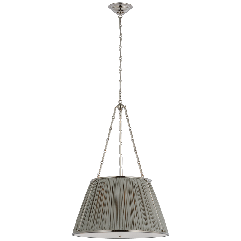 Allister 21" Hanging Shade | Polished Nickel | Mist Silk Pleated Shade