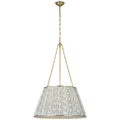 Allister 29" Hanging Shade | Hand-Rubbed Antique Brass | Schumacher Blue Aditi Pleated Shade