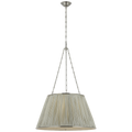Allister 29" Hanging Shade | Polished Nickel | Schumacher Blue Charee Stripe Pleated Shade
