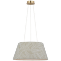 Caufield 21" Hanging Shade | Hand-Rubbed Antique Brass | Schumacher Taupe Abstract Leaf Shade