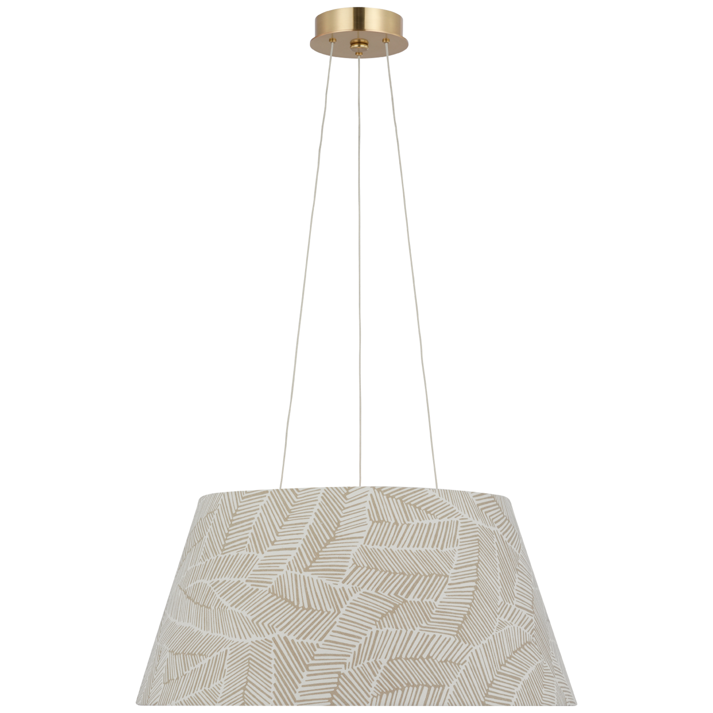 Caufield 21" Hanging Shade | Hand-Rubbed Antique Brass | Schumacher Taupe Abstract Leaf Shade