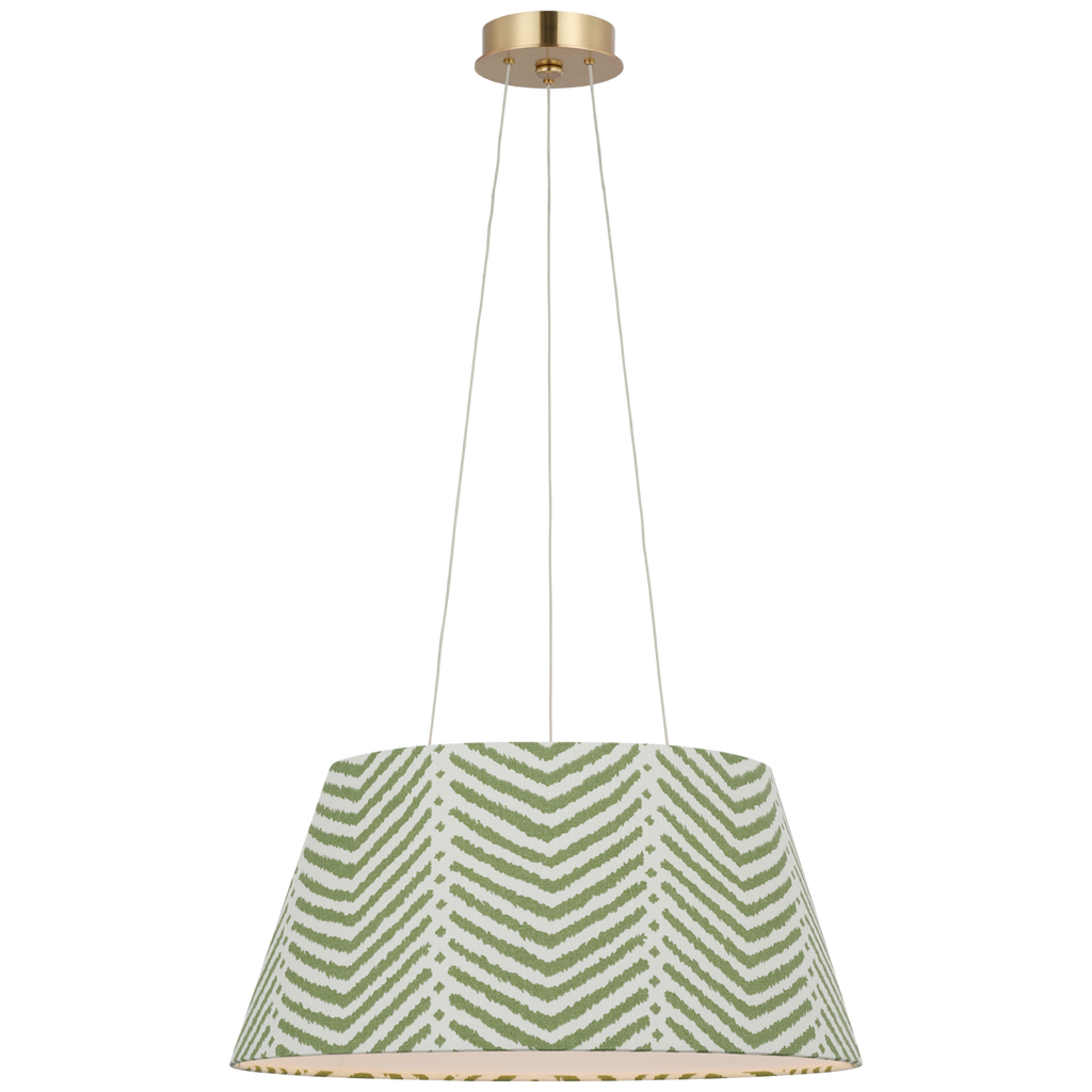 Caufield 21" Hanging Shade | Hand-Rubbed Antique Brass | Schumacher Verde La Jolla Shade