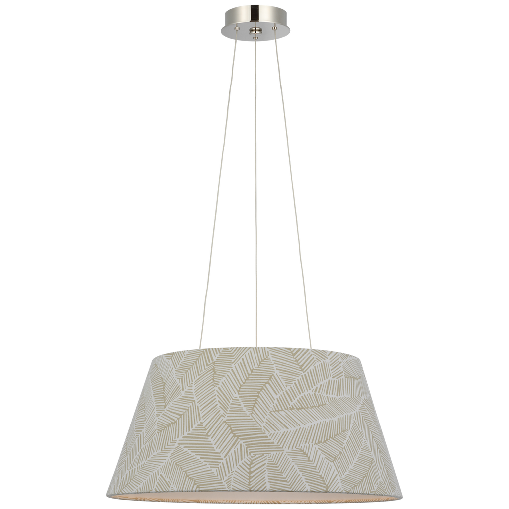 Caufield 21" Hanging Shade | Polished Nickel | Schumacher Taupe Abstract Leaf Shade
