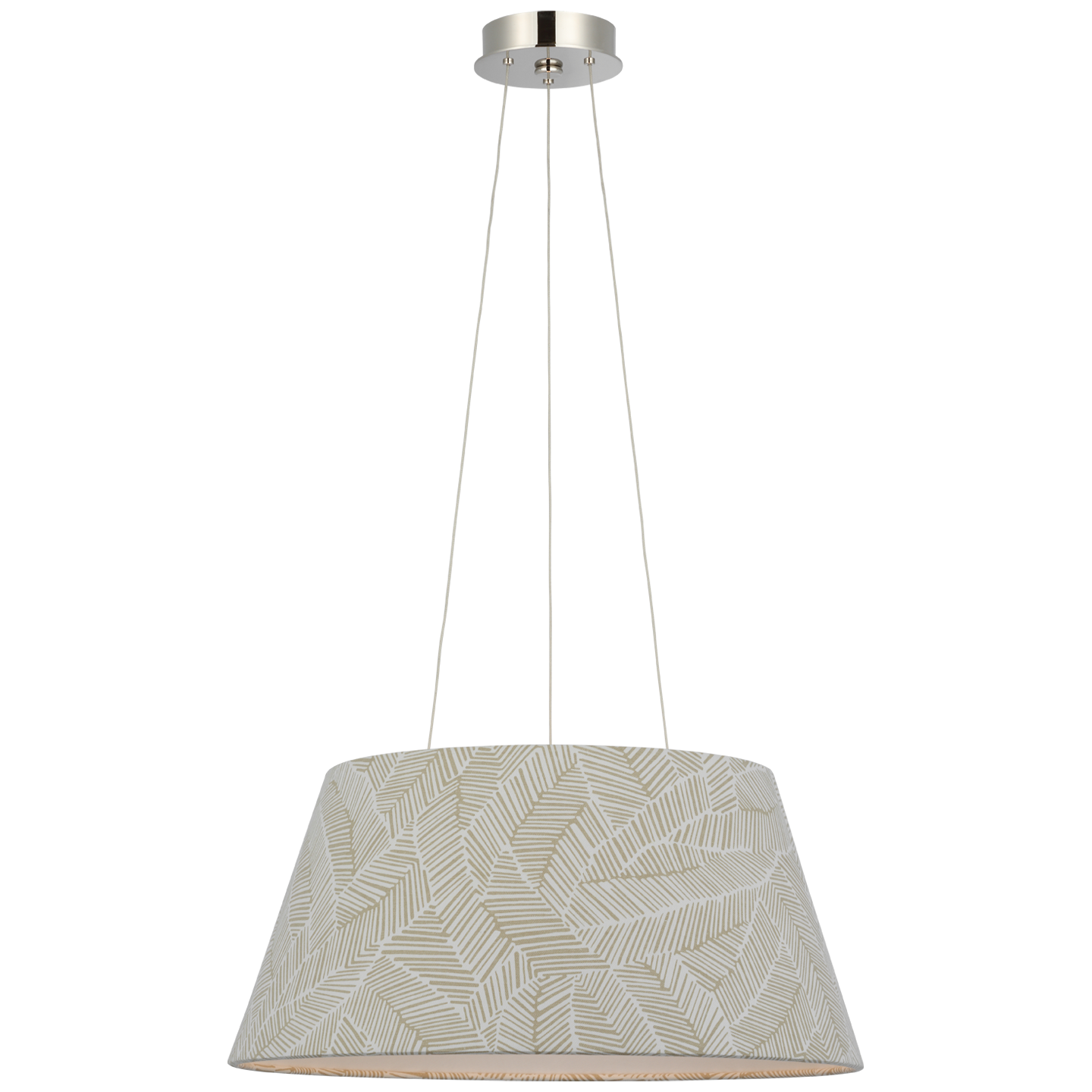 Caufield 21" Hanging Shade | Polished Nickel | Schumacher Taupe Abstract Leaf Shade