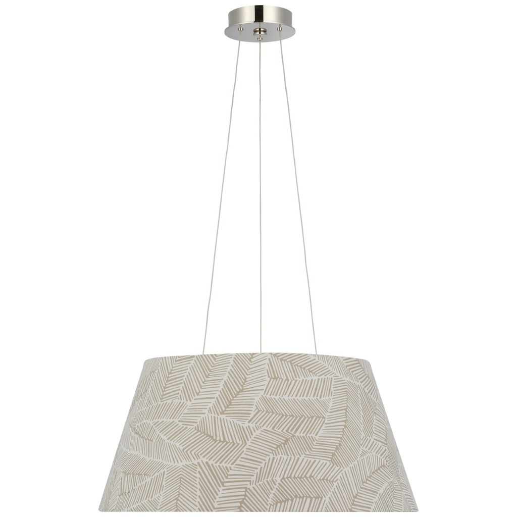 Caufield 21" Hanging Shade | Polished Nickel | Schumacher Taupe Abstract Leaf Shade